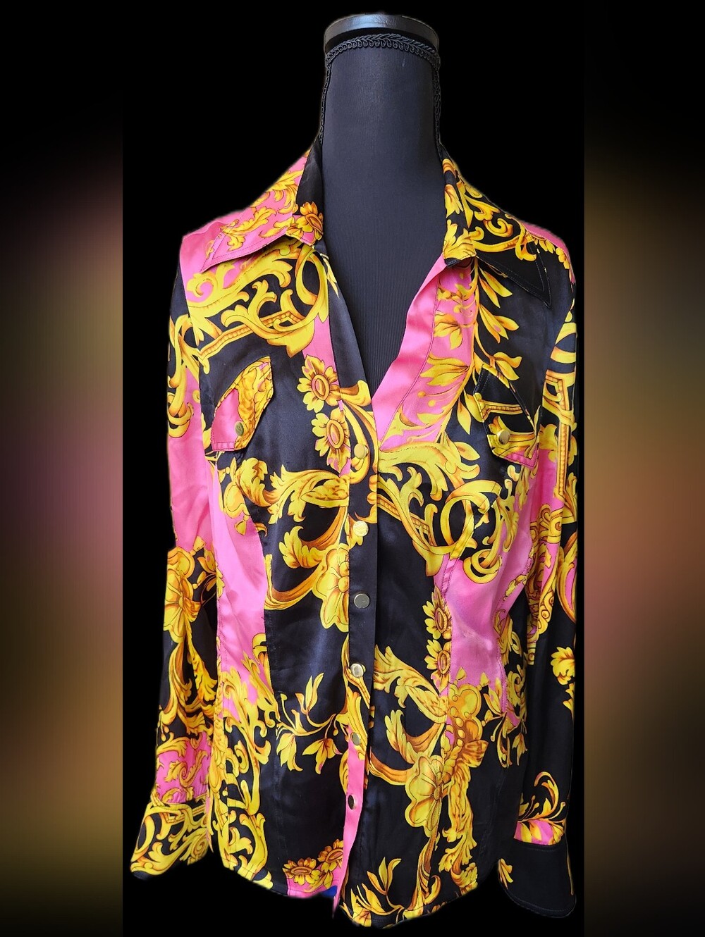 Cashé Silk Snap Down Blouse